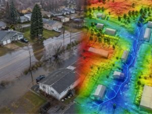 LiDAR elevation mapping showing a residential property above the FEMA base flood elevation