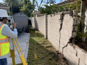 Boundary Survey in Miramar, Florida confirming property lines before rebuilding a masonry privacy wall.