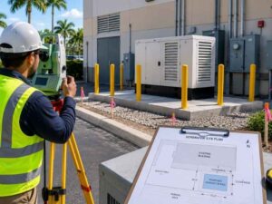 Land survey in Miramar Florida for planning a commercial generator pad installation.
